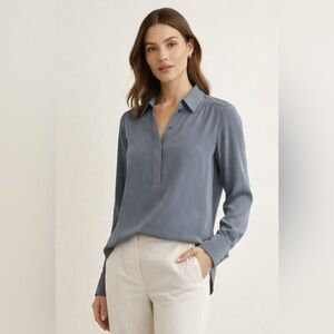 REISS 100% Silk Blouse – Slate Blue – Size US 4